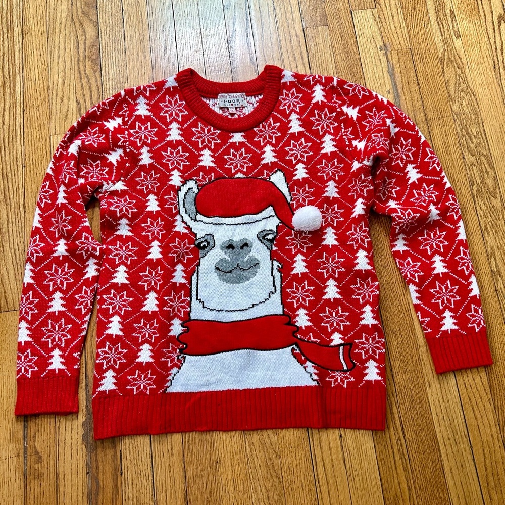 Ugly Christmas llama sweater, red size Large